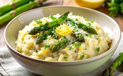 Espárragos verdes con arroz